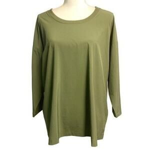 J. Jill Fit Women's Top Olive Army Green Medium Stretch‎ Athleisure Loungewear